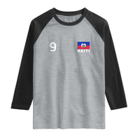 Haiti Soccer Jersey Style Number 9 Graphic Raglan Shirt Haitian Flag Football Sports Fan