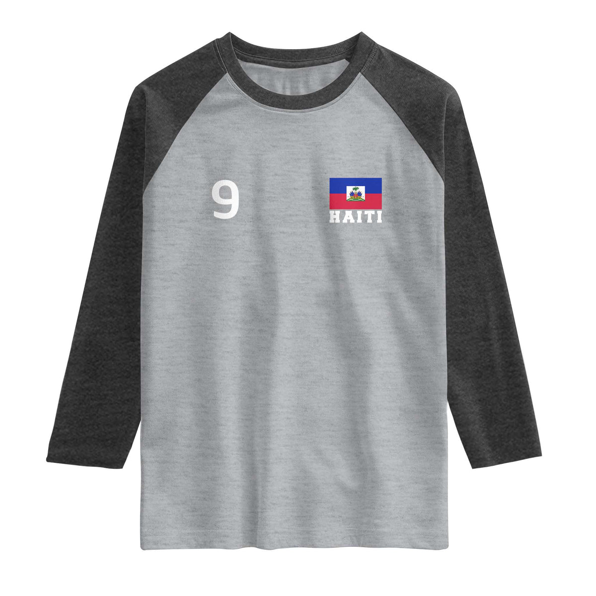 Haiti Soccer Jersey Style Number 9 Graphic Raglan Shirt Haitian Flag Football Sports Fan