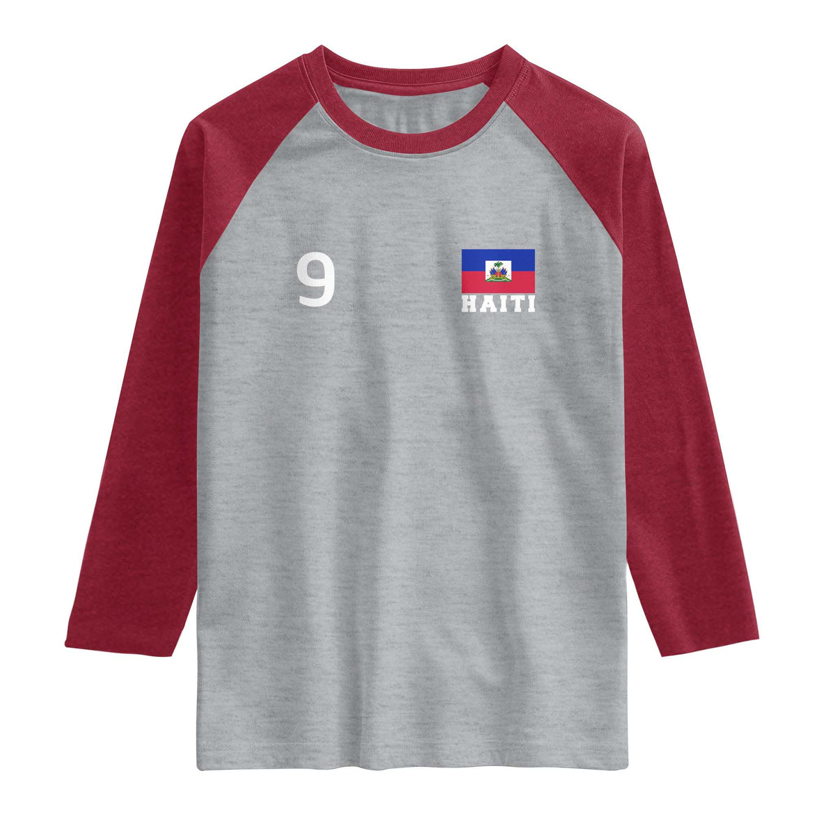 Haiti Soccer Jersey Style Number 9 Graphic Raglan Shirt Haitian Flag Football Sports Fan