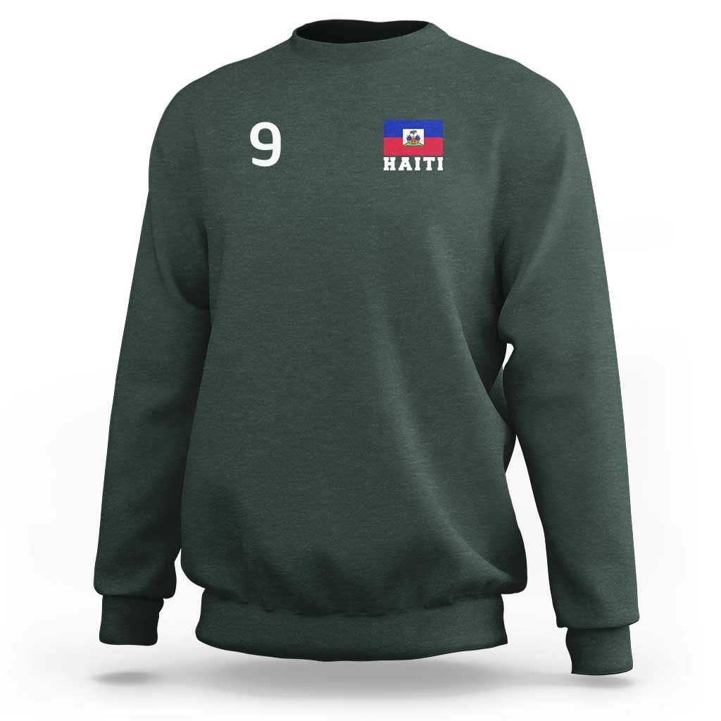 Haiti Soccer Jersey Style Number 9 Graphic Sweatshirt Haitian Flag Football Sports Fan
