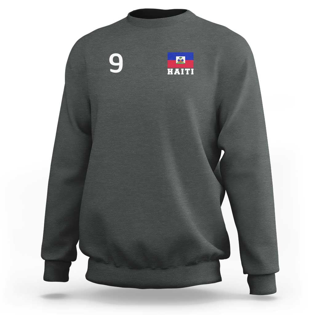 Haiti Soccer Jersey Style Number 9 Graphic Sweatshirt Haitian Flag Football Sports Fan