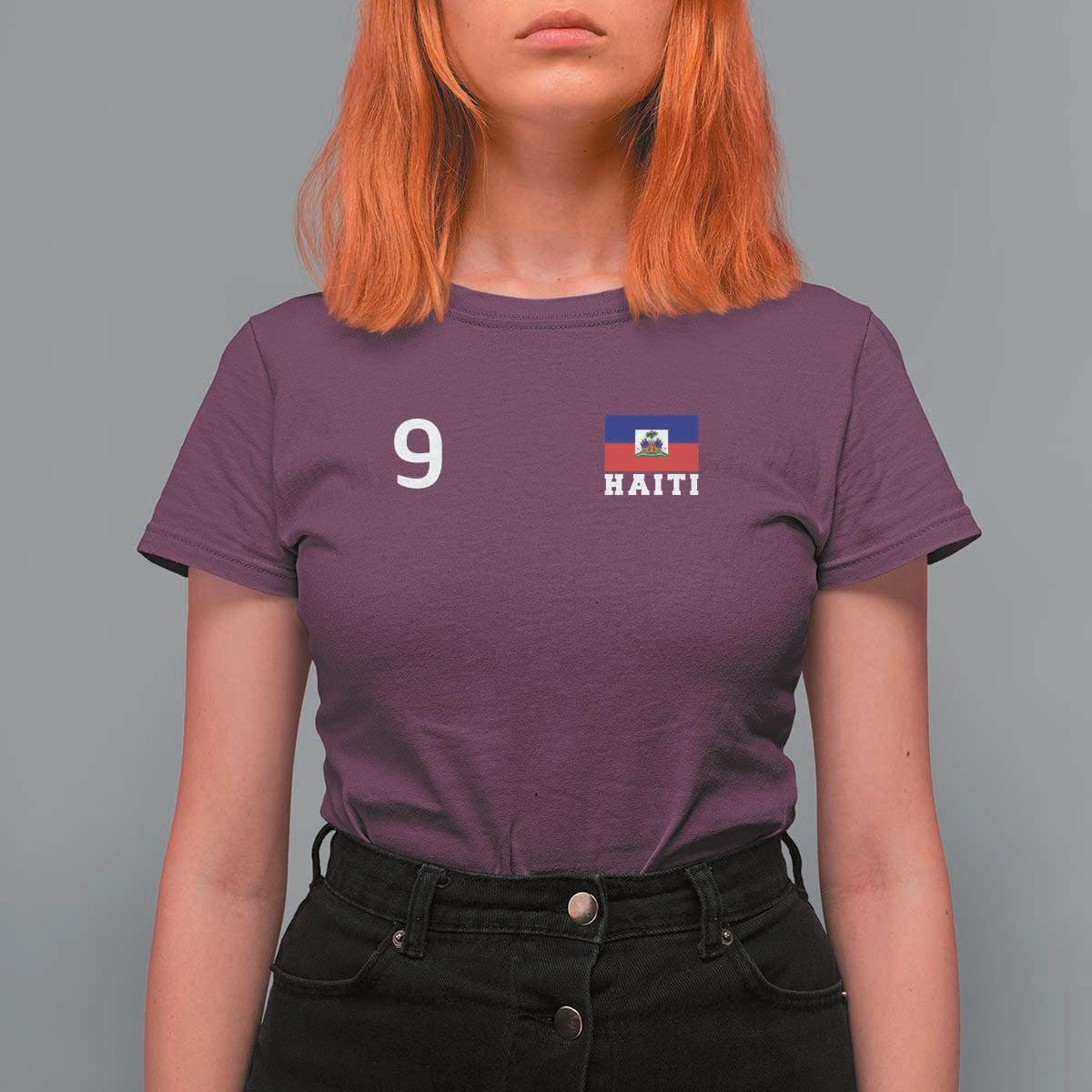 Haiti Soccer Jersey Style Number 9 Graphic T Shirt For Women Haitian Flag Football Sports Fan