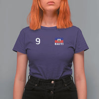 Haiti Soccer Jersey Style Number 9 Graphic T Shirt For Women Haitian Flag Football Sports Fan