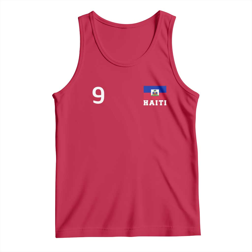 Haiti Soccer Jersey Style Number 9 Graphic Tank Top Haitian Flag Football Sports Fan