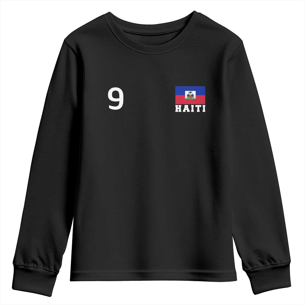 Haiti Soccer Jersey Style Number 9 Graphic Youth Sweatshirt Haitian Flag Football Sports Fan