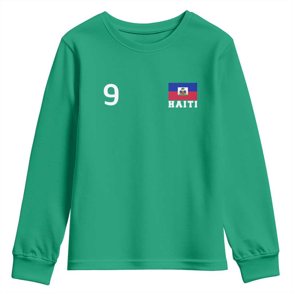 Haiti Soccer Jersey Style Number 9 Graphic Youth Sweatshirt Haitian Flag Football Sports Fan