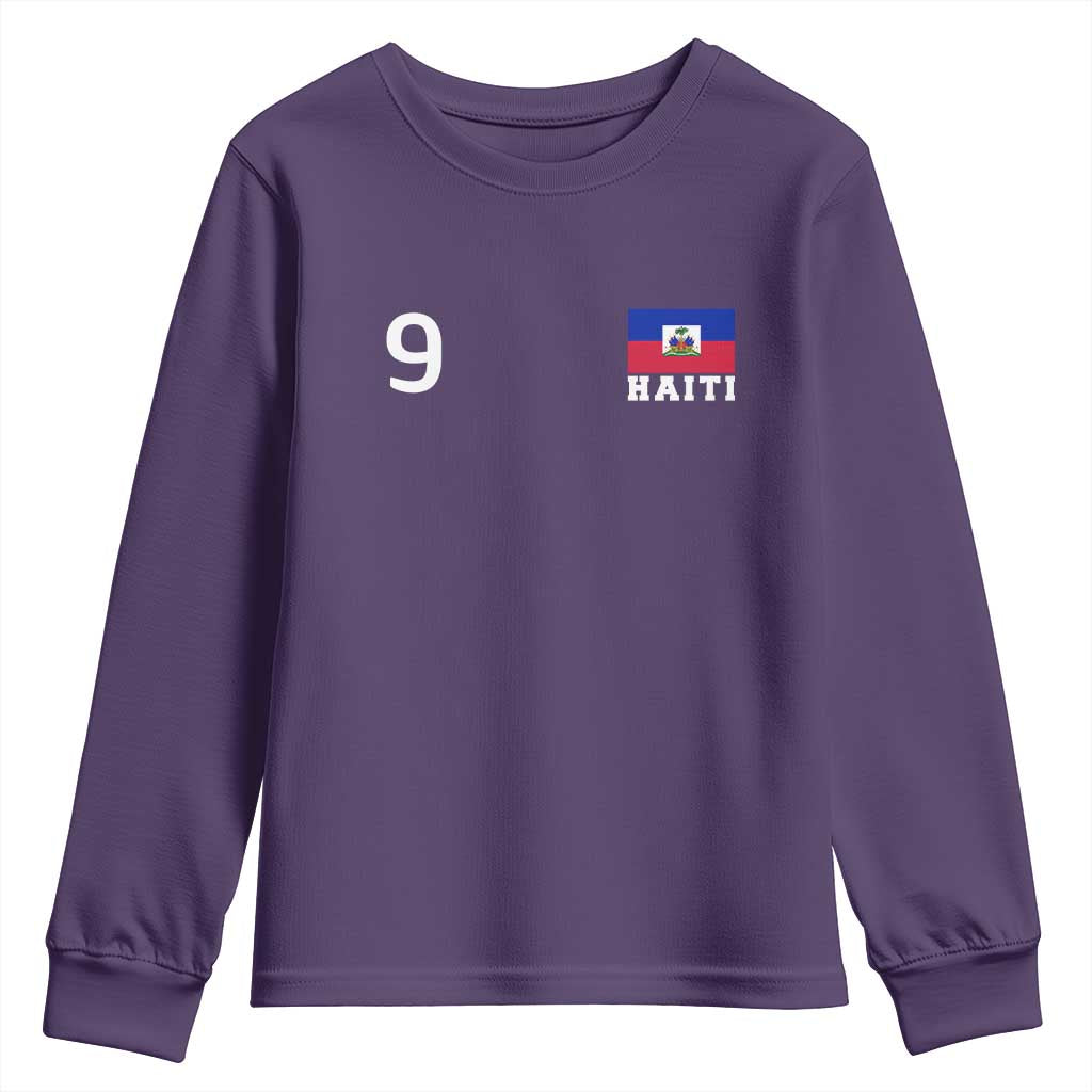 Haiti Soccer Jersey Style Number 9 Graphic Youth Sweatshirt Haitian Flag Football Sports Fan