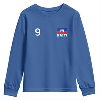 Haiti Soccer Jersey Style Number 9 Graphic Youth Sweatshirt Haitian Flag Football Sports Fan