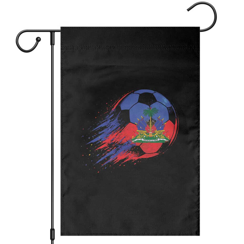 Haitian Flag Soccer Ball Splatter Graphic Garden Flag Haiti Football Sports Fan