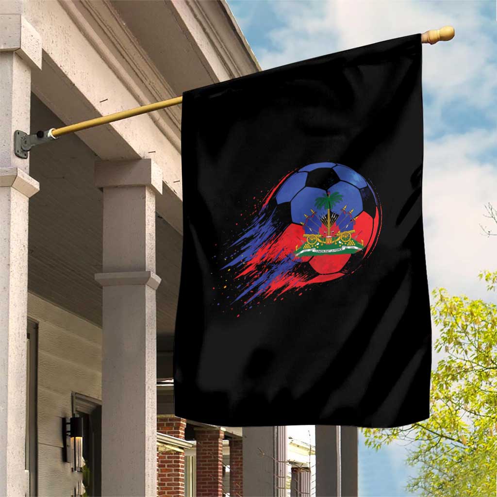 Haitian Flag Soccer Ball Splatter Graphic Garden Flag Haiti Football Sports Fan