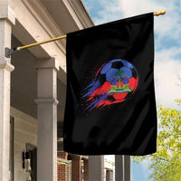 Haitian Flag Soccer Ball Splatter Graphic Garden Flag Haiti Football Sports Fan