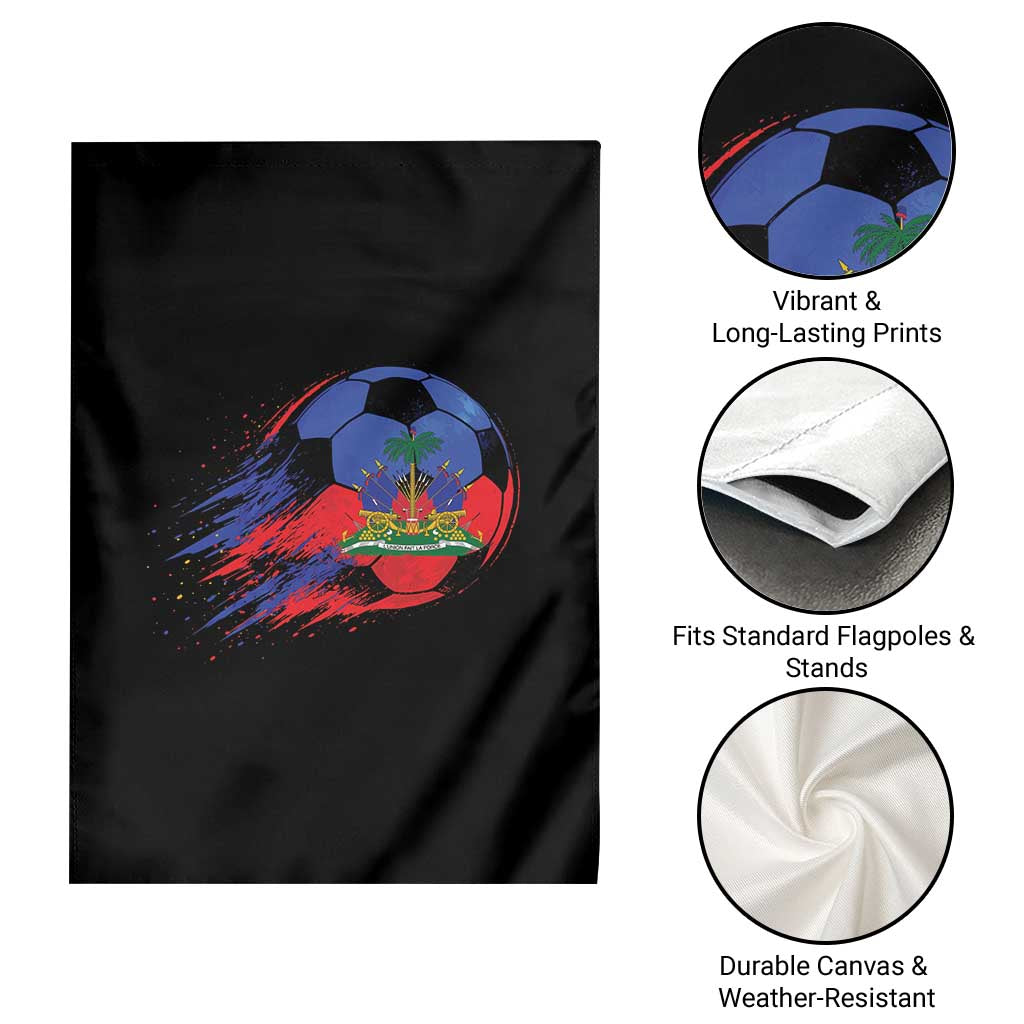 Haitian Flag Soccer Ball Splatter Graphic Garden Flag Haiti Football Sports Fan