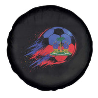 Haitian Flag Soccer Ball Splatter Graphic Spare Tire Cover Haiti Football Sports Fan