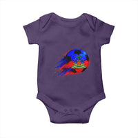 Haitian Flag Soccer Ball Splatter Graphic Baby Onesie Haiti Football Sports Fan