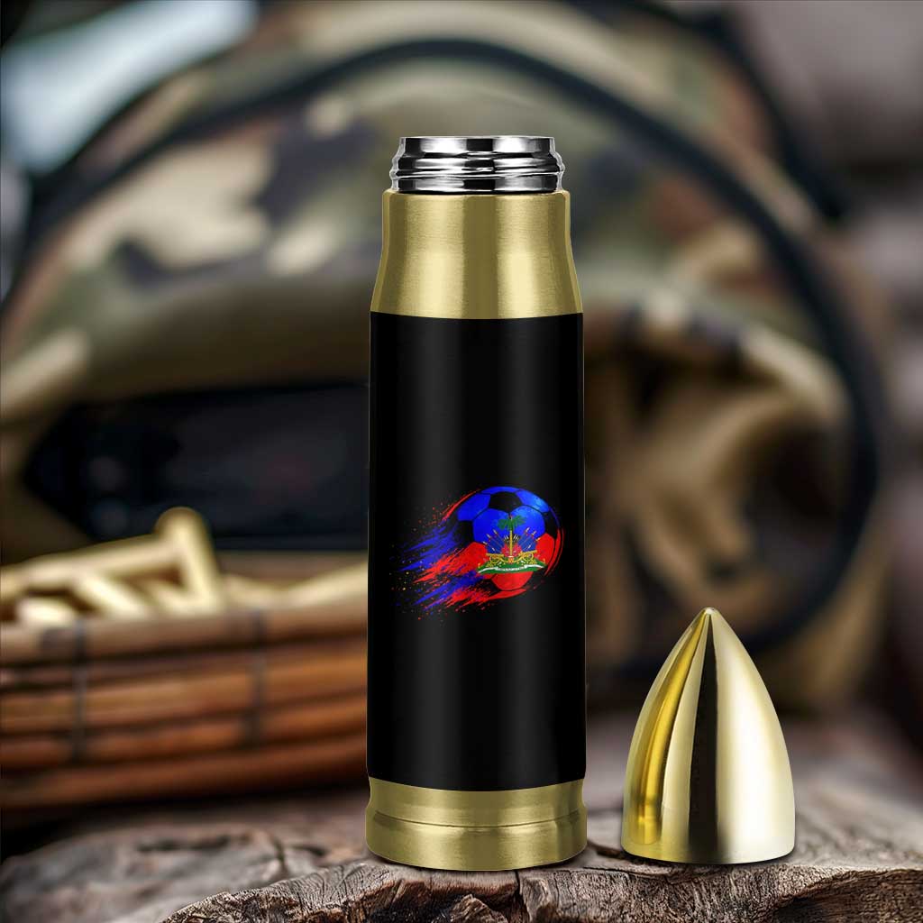 Haitian Flag Soccer Ball Splatter Graphic Bullet Tumbler Haiti Football Sports Fan