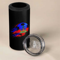 Haitian Flag Soccer Ball Splatter Graphic 4 in 1 Can Cooler Tumbler Haiti Football Sports Fan