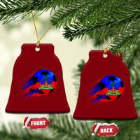 Haitian Flag Soccer Ball Splatter Graphic Ceramic Ornament Haiti Football Sports Fan