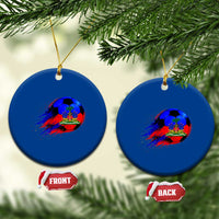 Haitian Flag Soccer Ball Splatter Graphic Ceramic Ornament Haiti Football Sports Fan