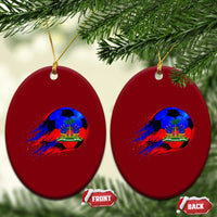 Haitian Flag Soccer Ball Splatter Graphic Ceramic Ornament Haiti Football Sports Fan