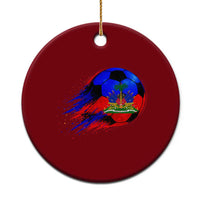 Haitian Flag Soccer Ball Splatter Graphic Ceramic Ornament Haiti Football Sports Fan