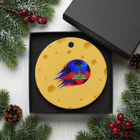 Haitian Flag Soccer Ball Splatter Graphic Ceramic Ornament Haiti Football Sports Fan