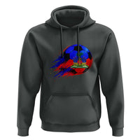 Haitian Flag Soccer Ball Splatter Graphic Hoodie Haiti Football Sports Fan