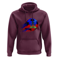 Haitian Flag Soccer Ball Splatter Graphic Hoodie Haiti Football Sports Fan