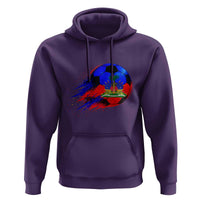 Haitian Flag Soccer Ball Splatter Graphic Hoodie Haiti Football Sports Fan