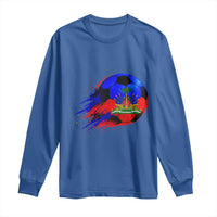 Haitian Flag Soccer Ball Splatter Graphic Long Sleeve Shirt Haiti Football Sports Fan