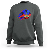 Haitian Flag Soccer Ball Splatter Graphic Sweatshirt Haiti Football Sports Fan