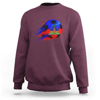 Haitian Flag Soccer Ball Splatter Graphic Sweatshirt Haiti Football Sports Fan