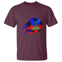 Haitian Flag Soccer Ball Splatter Graphic T Shirt Haiti Football Sports Fan
