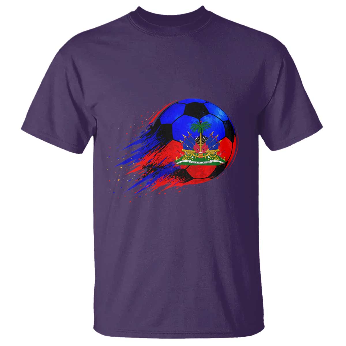 Haitian Flag Soccer Ball Splatter Graphic T Shirt Haiti Football Sports Fan
