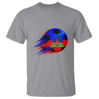 Haitian Flag Soccer Ball Splatter Graphic T Shirt Haiti Football Sports Fan