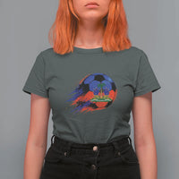 Haitian Flag Soccer Ball Splatter Graphic T Shirt For Women Haiti Football Sports Fan