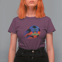 Haitian Flag Soccer Ball Splatter Graphic T Shirt For Women Haiti Football Sports Fan
