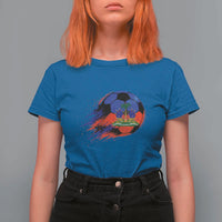 Haitian Flag Soccer Ball Splatter Graphic T Shirt For Women Haiti Football Sports Fan