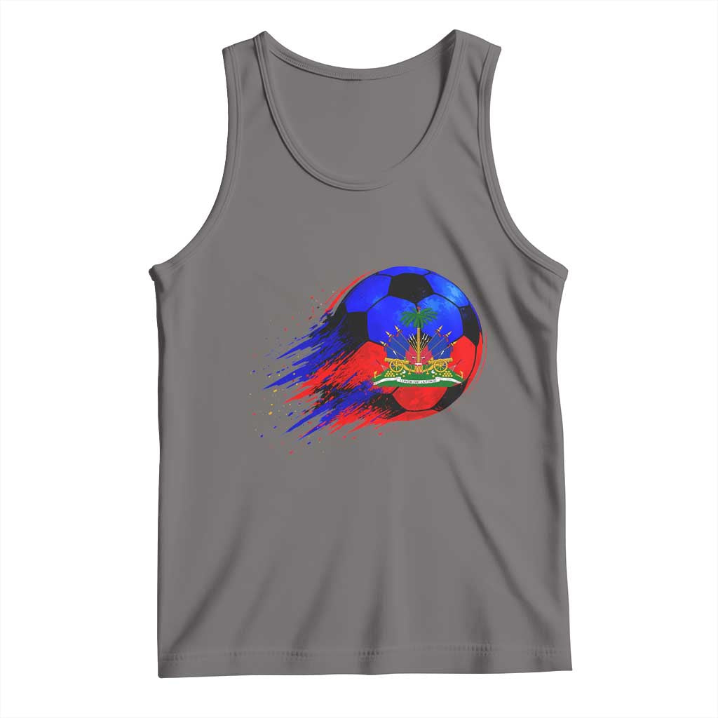 Haitian Flag Soccer Ball Splatter Graphic Tank Top Haiti Football Sports Fan