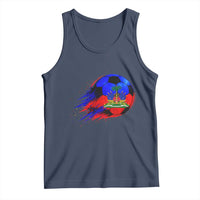 Haitian Flag Soccer Ball Splatter Graphic Tank Top Haiti Football Sports Fan