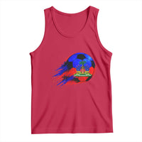Haitian Flag Soccer Ball Splatter Graphic Tank Top Haiti Football Sports Fan