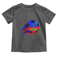 Haitian Flag Soccer Ball Splatter Graphic Toddler T Shirt Haiti Football Sports Fan