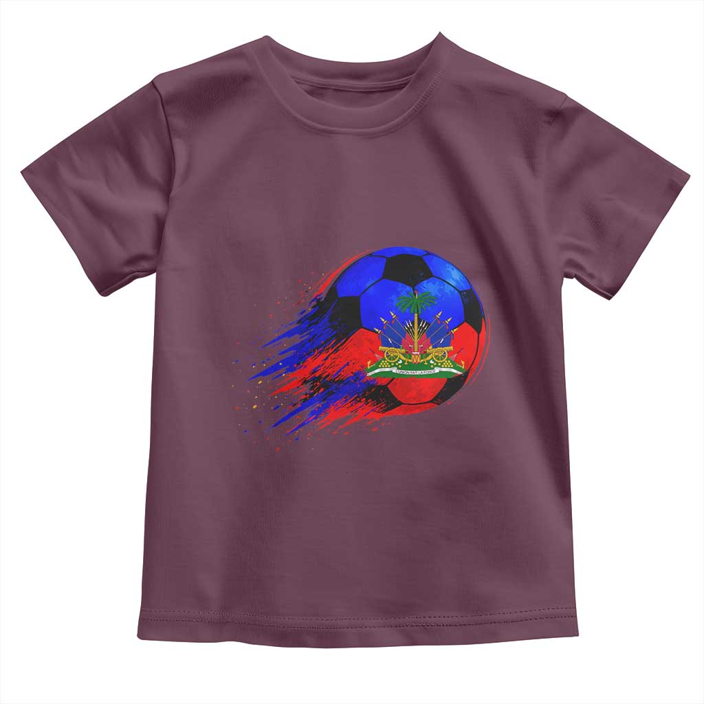 Haitian Flag Soccer Ball Splatter Graphic Toddler T Shirt Haiti Football Sports Fan