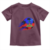 Haitian Flag Soccer Ball Splatter Graphic Toddler T Shirt Haiti Football Sports Fan