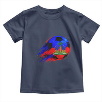 Haitian Flag Soccer Ball Splatter Graphic Toddler T Shirt Haiti Football Sports Fan