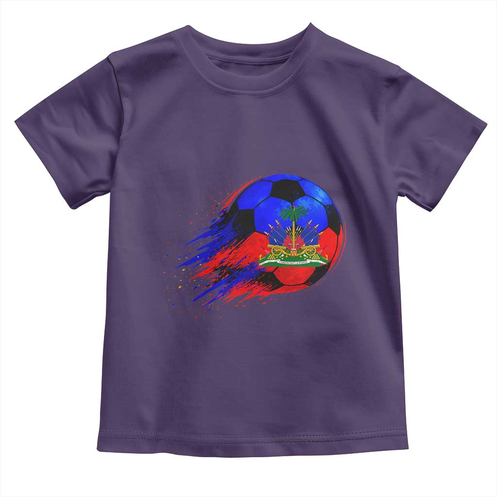 Haitian Flag Soccer Ball Splatter Graphic Toddler T Shirt Haiti Football Sports Fan