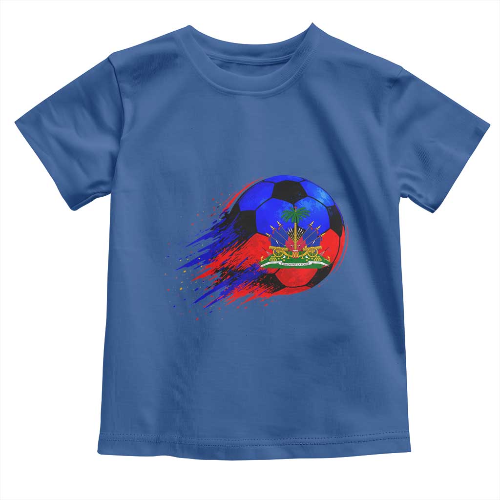 Haitian Flag Soccer Ball Splatter Graphic Toddler T Shirt Haiti Football Sports Fan