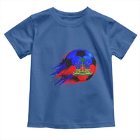 Haitian Flag Soccer Ball Splatter Graphic Toddler T Shirt Haiti Football Sports Fan