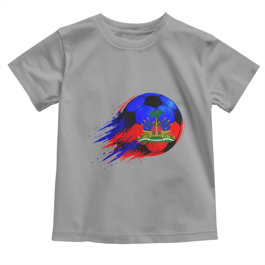 Haitian Flag Soccer Ball Splatter Graphic Toddler T Shirt Haiti Football Sports Fan