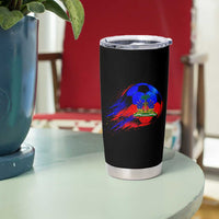 Haitian Flag Soccer Ball Splatter Graphic Tumbler Cup Haiti Football Sports Fan
