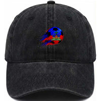 Haitian Flag Soccer Ball Splatter Graphic Washed Cotton Baseball Cap Haiti Football Sports Fan